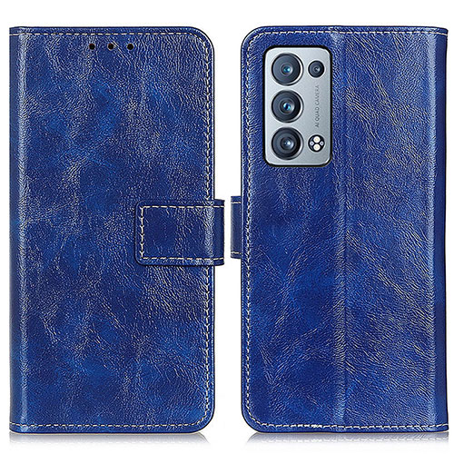 Leather Case Stands Flip Cover Holder K04Z for Oppo Reno6 Pro+ Plus 5G Blue