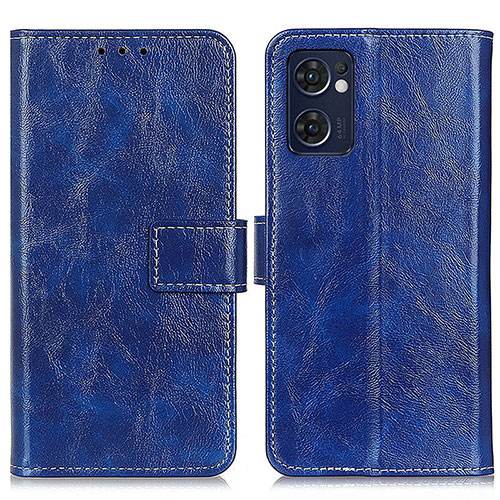 Leather Case Stands Flip Cover Holder K04Z for Oppo Reno7 5G Blue