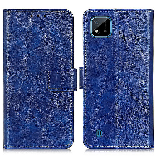 Leather Case Stands Flip Cover Holder K04Z for Realme C11 (2021) Blue