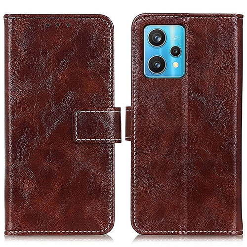 Leather Case Stands Flip Cover Holder K04Z for Realme Narzo 50 Pro 5G Brown