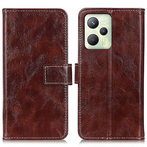 Leather Case Stands Flip Cover Holder K04Z for Realme Narzo 50A Prime Brown