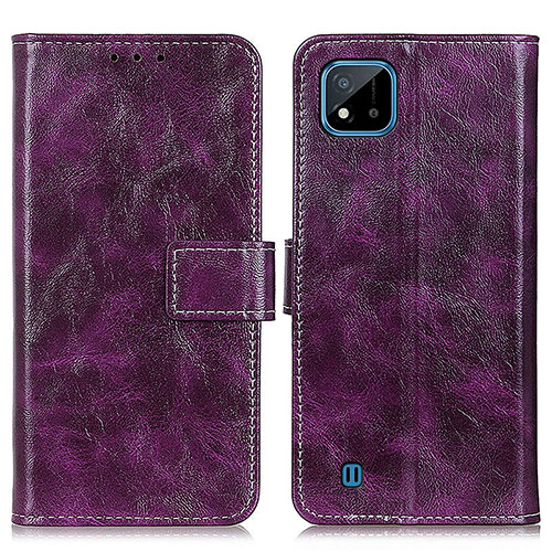 Leather Case Stands Flip Cover Holder K04Z for Realme Narzo 50i Purple