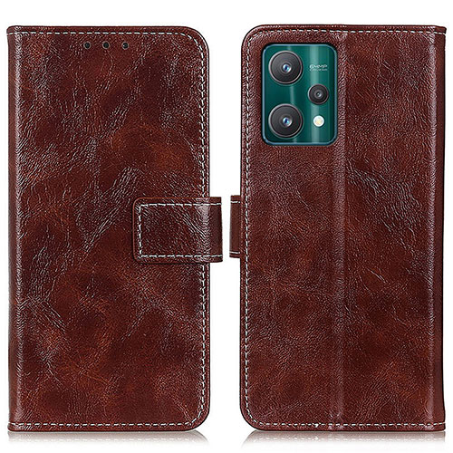 Leather Case Stands Flip Cover Holder K04Z for Realme V25 5G Brown