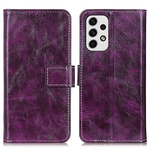 Leather Case Stands Flip Cover Holder K04Z for Samsung Galaxy A23 5G Purple