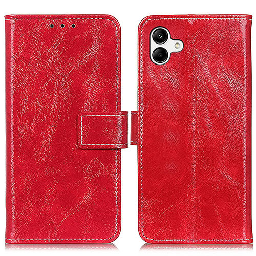 Leather Case Stands Flip Cover Holder K04Z for Samsung Galaxy F04 Red