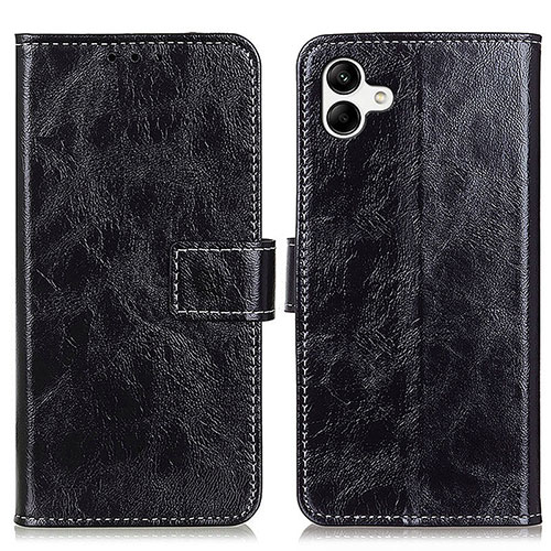 Leather Case Stands Flip Cover Holder K04Z for Samsung Galaxy M04 Black