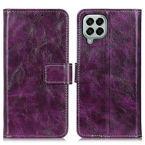 Leather Case Stands Flip Cover Holder K04Z for Samsung Galaxy M33 5G Purple