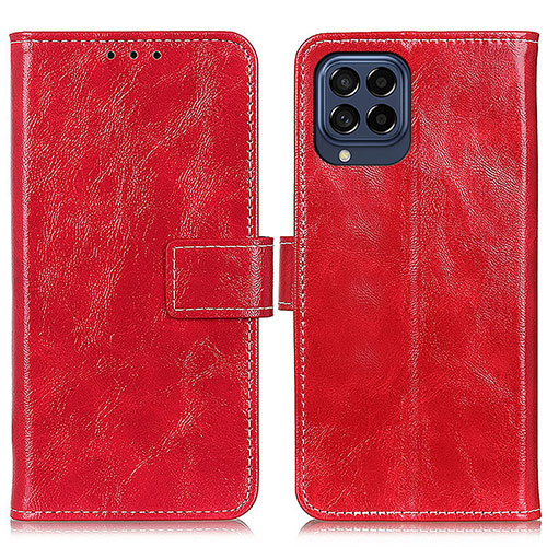 Leather Case Stands Flip Cover Holder K04Z for Samsung Galaxy M53 5G Red