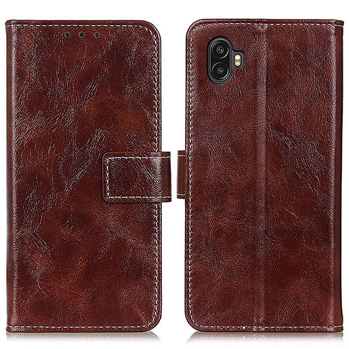 Leather Case Stands Flip Cover Holder K04Z for Samsung Galaxy XCover 6 Pro 5G Brown