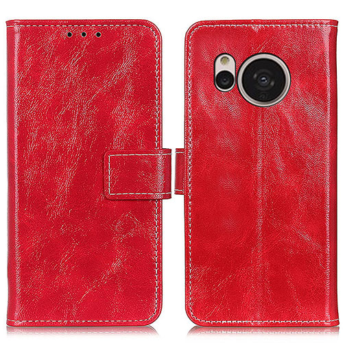 Leather Case Stands Flip Cover Holder K04Z for Sharp Aquos Sense7 Plus Red