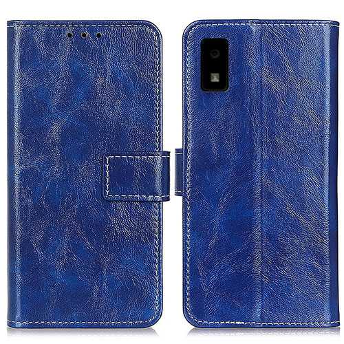 Leather Case Stands Flip Cover Holder K04Z for Sharp Aquos wish2 Blue