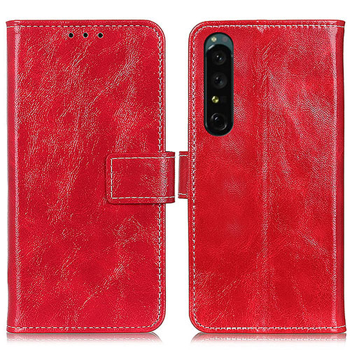 Leather Case Stands Flip Cover Holder K04Z for Sony Xperia 1 IV SO-51C Red