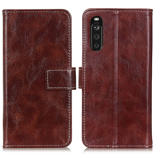 Leather Case Stands Flip Cover Holder K04Z for Sony Xperia 10 III Lite Brown