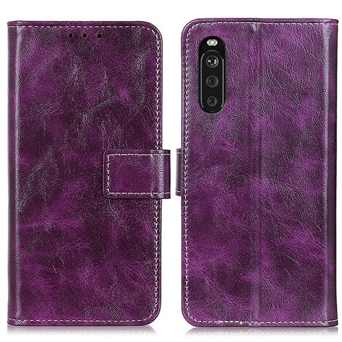 Leather Case Stands Flip Cover Holder K04Z for Sony Xperia 10 III Lite Purple