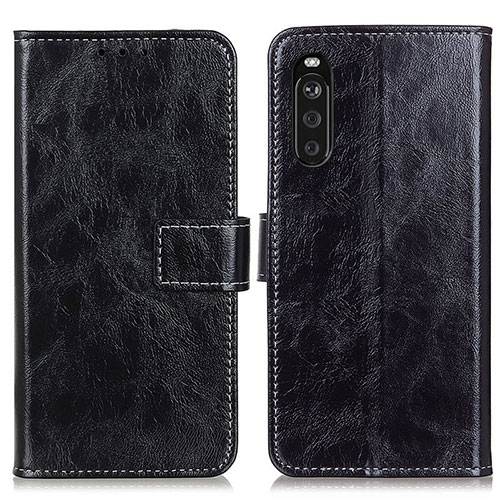Leather Case Stands Flip Cover Holder K04Z for Sony Xperia 10 III SO-52B Black