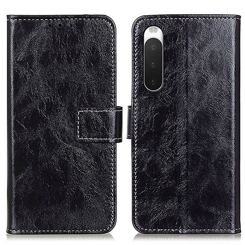 Leather Case Stands Flip Cover Holder K04Z for Sony Xperia 10 IV SO-52C Black