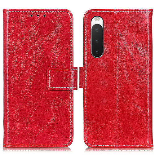 Leather Case Stands Flip Cover Holder K04Z for Sony Xperia 10 IV SOG07 Red