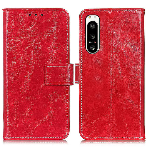 Leather Case Stands Flip Cover Holder K04Z for Sony Xperia 5 IV Red