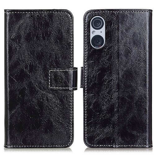 Leather Case Stands Flip Cover Holder K04Z for Sony Xperia 5 V Black