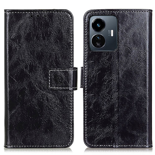 Leather Case Stands Flip Cover Holder K04Z for Vivo iQOO Z6 Lite 5G Black