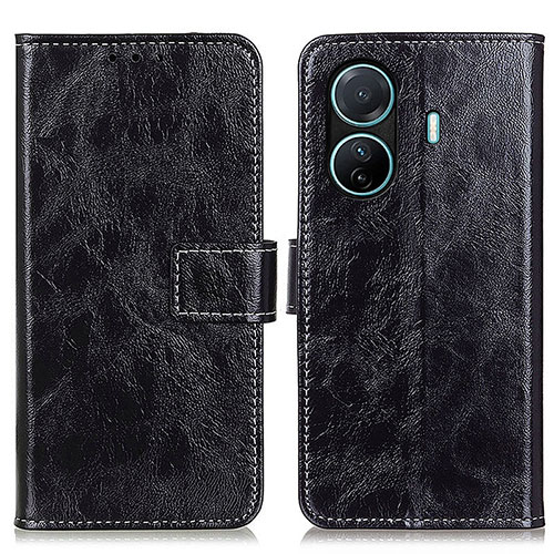 Leather Case Stands Flip Cover Holder K04Z for Vivo T1 5G Black