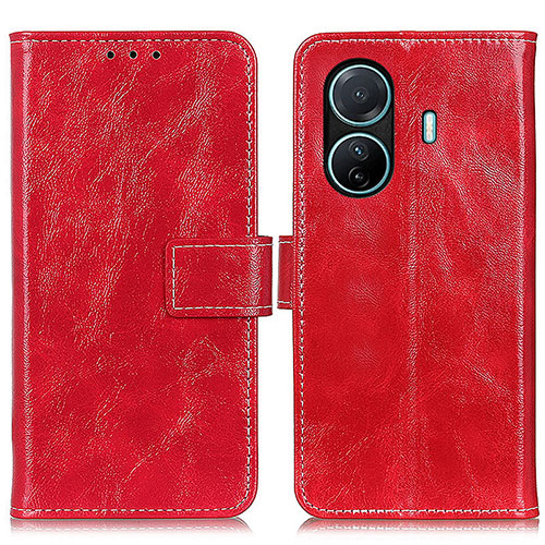 Leather Case Stands Flip Cover Holder K04Z for Vivo T1 5G Red