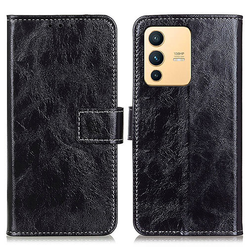 Leather Case Stands Flip Cover Holder K04Z for Vivo V23 5G Black