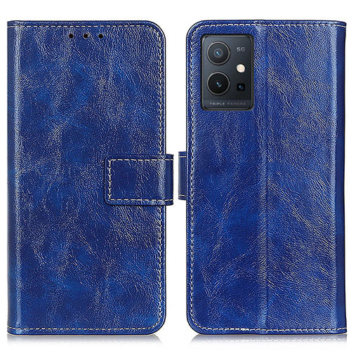 Leather Case Stands Flip Cover Holder K04Z for Vivo Y30 5G Blue