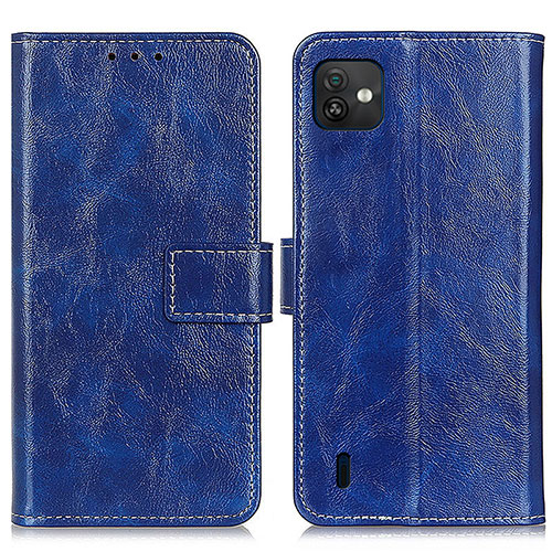 Leather Case Stands Flip Cover Holder K04Z for Wiko Y82 Blue