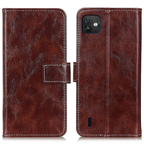 Leather Case Stands Flip Cover Holder K04Z for Wiko Y82 Brown