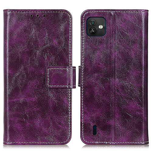 Leather Case Stands Flip Cover Holder K04Z for Wiko Y82 Purple