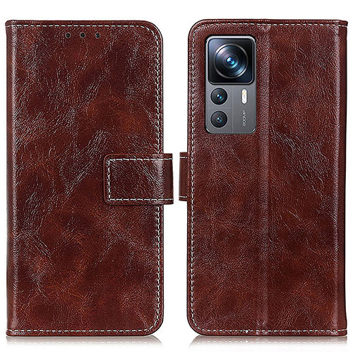 Leather Case Stands Flip Cover Holder K04Z for Xiaomi Mi 12T 5G Brown