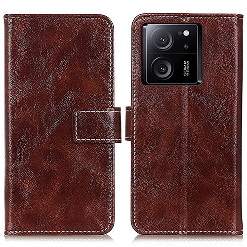 Leather Case Stands Flip Cover Holder K04Z for Xiaomi Mi 13T Pro 5G Brown