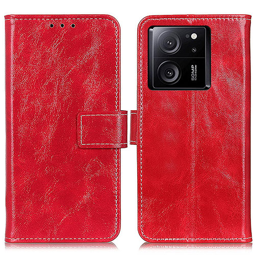 Leather Case Stands Flip Cover Holder K04Z for Xiaomi Mi 13T Pro 5G Red