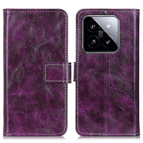 Leather Case Stands Flip Cover Holder K04Z for Xiaomi Mi 14 5G Purple