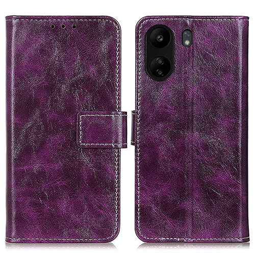 Leather Case Stands Flip Cover Holder K04Z for Xiaomi Poco C65 Purple