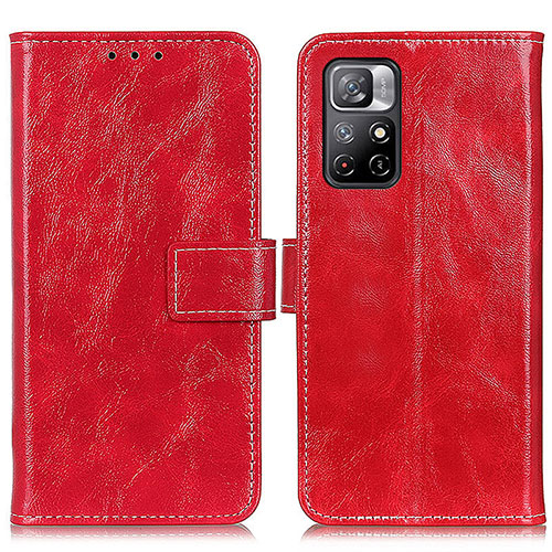 Leather Case Stands Flip Cover Holder K04Z for Xiaomi Poco M4 Pro 5G Red