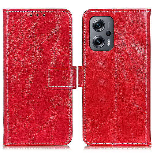 Leather Case Stands Flip Cover Holder K04Z for Xiaomi Poco X4 GT 5G Red