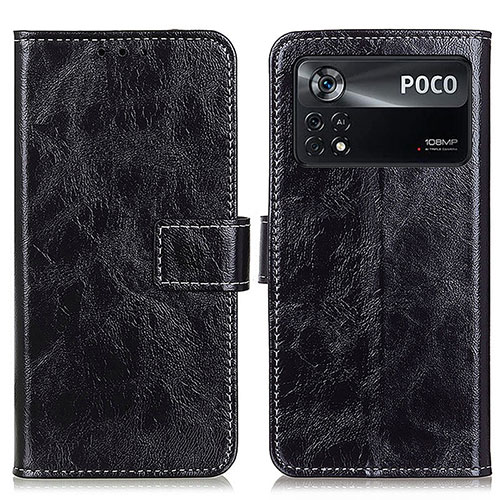 Leather Case Stands Flip Cover Holder K04Z for Xiaomi Poco X4 Pro 5G Black