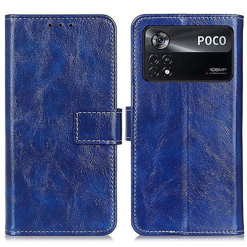 Leather Case Stands Flip Cover Holder K04Z for Xiaomi Poco X4 Pro 5G Blue