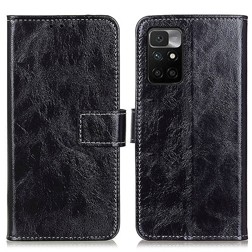 Leather Case Stands Flip Cover Holder K04Z for Xiaomi Redmi 10 4G Black