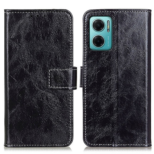 Leather Case Stands Flip Cover Holder K04Z for Xiaomi Redmi 10 5G Black