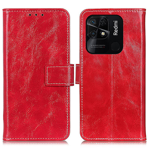 Leather Case Stands Flip Cover Holder K04Z for Xiaomi Redmi 10 India Red