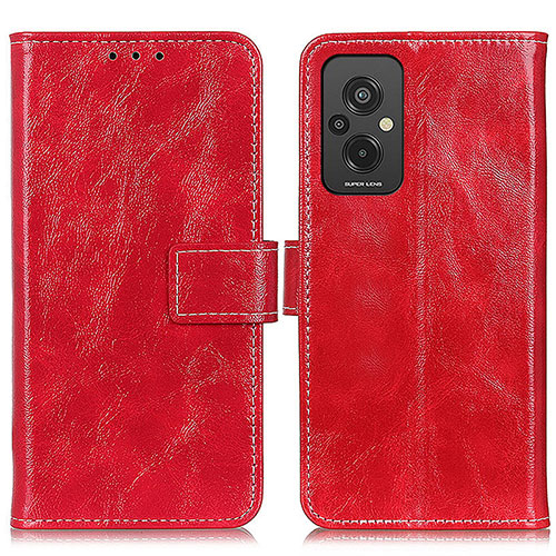 Leather Case Stands Flip Cover Holder K04Z for Xiaomi Redmi 11 Prime 4G Red