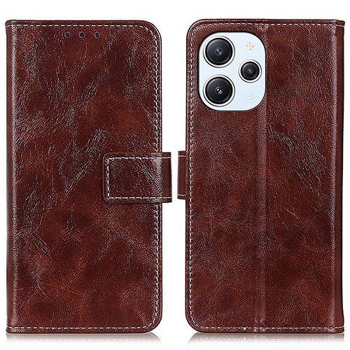 Leather Case Stands Flip Cover Holder K04Z for Xiaomi Redmi 12 4G Brown