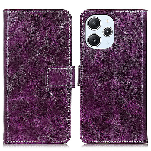 Leather Case Stands Flip Cover Holder K04Z for Xiaomi Redmi 12 4G Purple