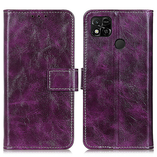 Leather Case Stands Flip Cover Holder K04Z for Xiaomi Redmi 9C Purple