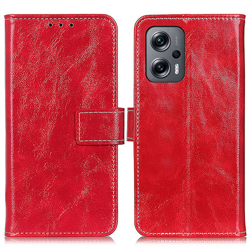 Leather Case Stands Flip Cover Holder K04Z for Xiaomi Redmi K50i 5G Red