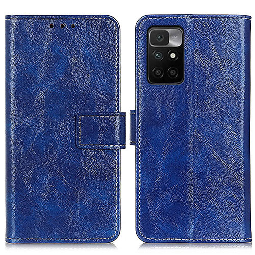 Leather Case Stands Flip Cover Holder K04Z for Xiaomi Redmi Note 11 4G (2021) Blue