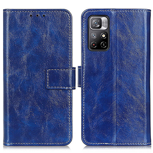 Leather Case Stands Flip Cover Holder K04Z for Xiaomi Redmi Note 11 5G Blue